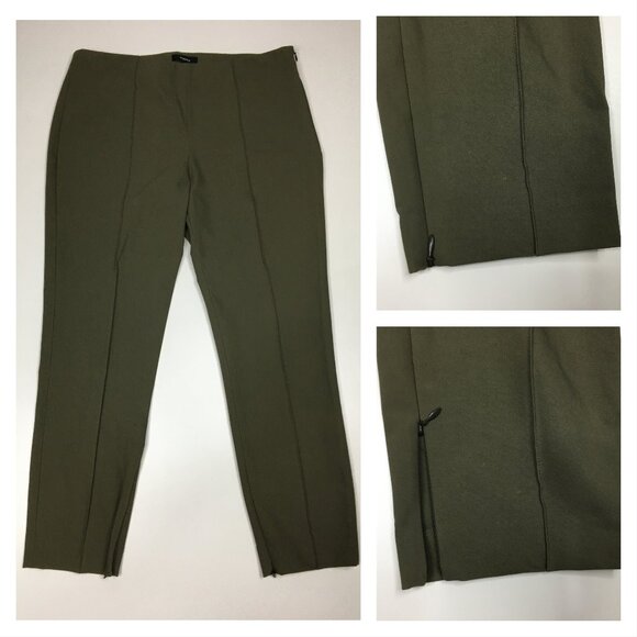 THEORY Green ALETTAH Approach 2 Zip Ankle Crop Dress Pant